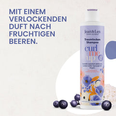 Jean & Len Dream Curls Szampon do włosów kręconych i falowanych, woda ryżowa i jagody acai, 300 ml Jean & Len