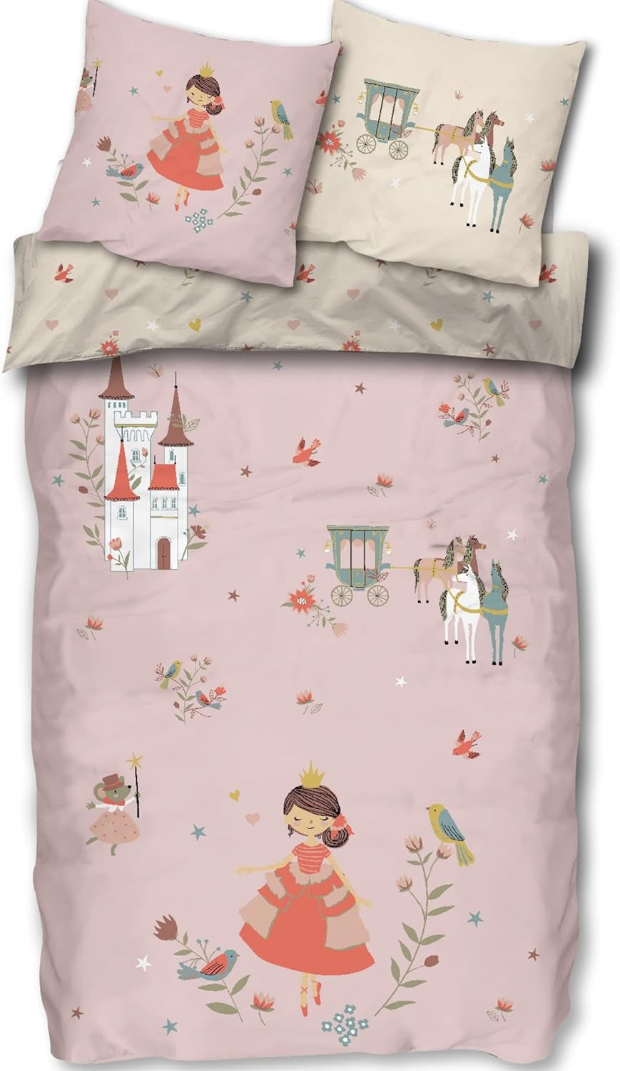 Skybrands Bettwäsche Prinzessin 135X200 [Mit Beutel] Einhorn Mädchen Bettwäsche Baumwolle 2 TLG. 1X Bettbezug 1X Kissenbezug Naty Domyślny tytuł sklepu