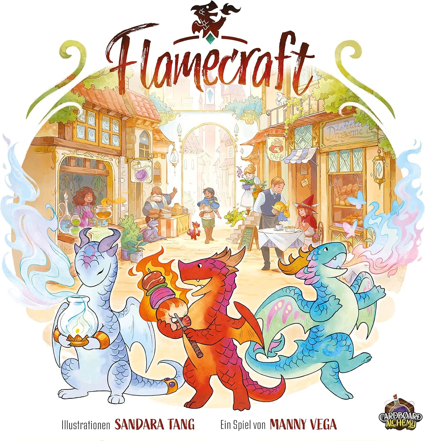Kartonowa Alchemia, Flamecraft, Gra rodzinna, Gra planszowa, 1-5 graczy, Wiek 12+, 60 minut, Niemiecki, Wielobarwność, Kolorowy
