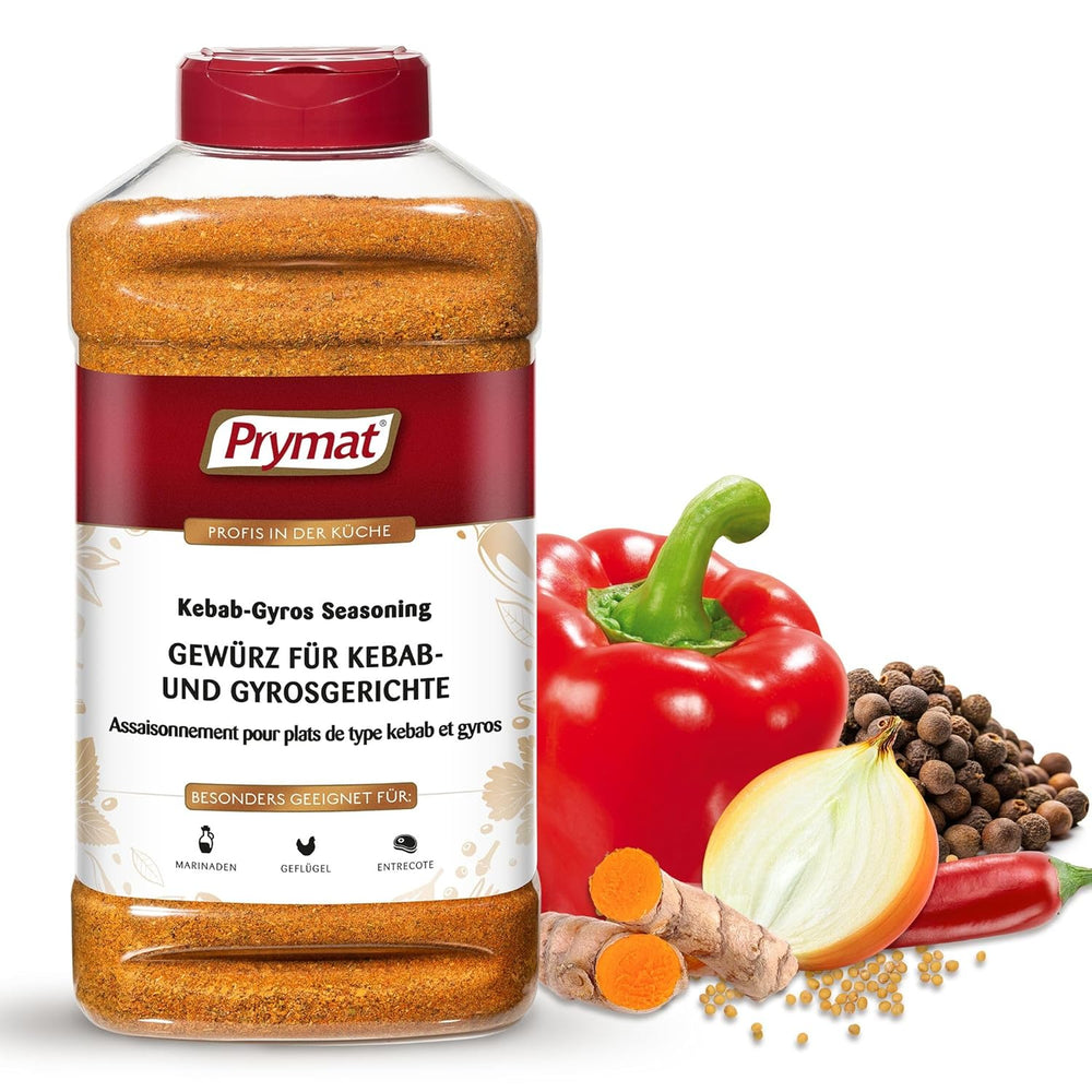 Prymat Gyros Gewürzmischung 900g – aromatyczna, pikantna mieszanka do dań Döner, Kebab, Kurczak, Jagnięcina i Grill – idealna do grillowania, pieczenia i przyprawiania śródziemnomorskich dań mięsnych