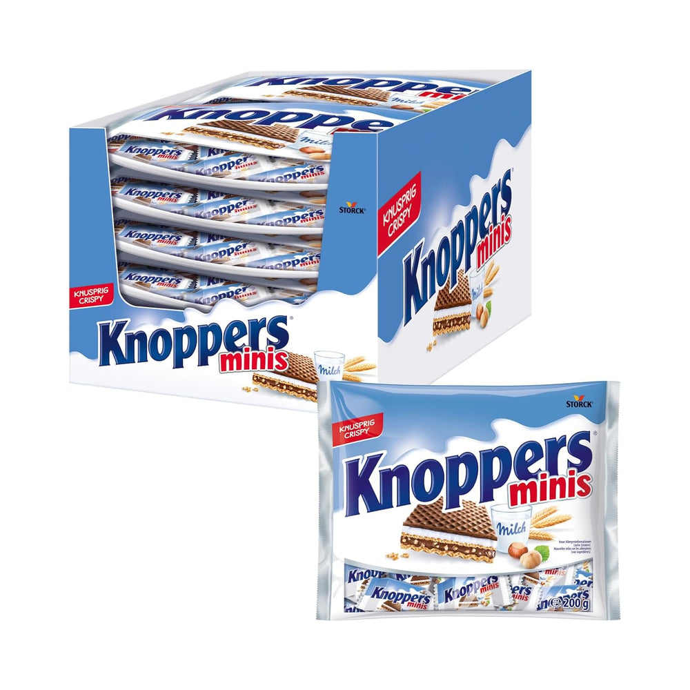Knoppers Biało-Czarny – 8 x 25g – Plastry wafla nadziewane waflami ciemnego kakao, kawałkami czarnych herbatników, mlekiem i kremem nugatowym