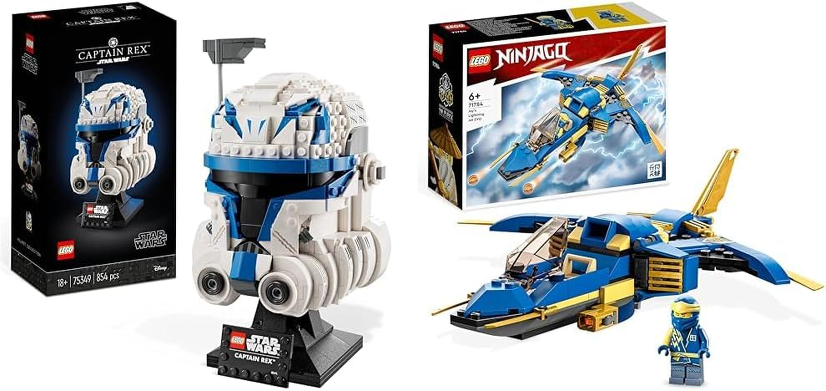 LEGO 75349 Star Wars Zestaw hełmów Kapitana Rexa Clone Wars Kolekcjonerska seria modeli 2023 Elementy pamiątkowe i pomysły na prezenty Zestawy konstrukcyjne W zestawie LEGO-Store z Jay's Thunder Jet Evo,