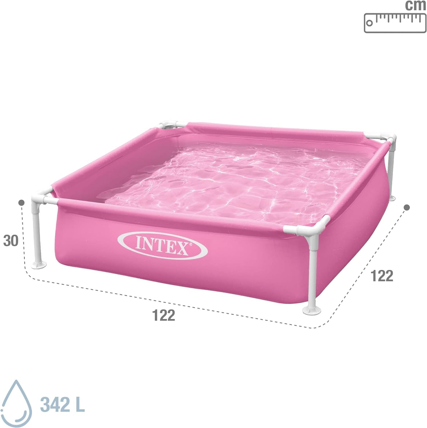 Intex 57172NP - Różowy mini basen z ramą, stal i PCV, różowy, 122x122x30 cm