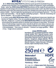 NIVEA, Loțiune de spălare intimă cu acid lactic, extract de mușețel și ulei organic de jojoba, 250 ml Duș și baie Naty Shop