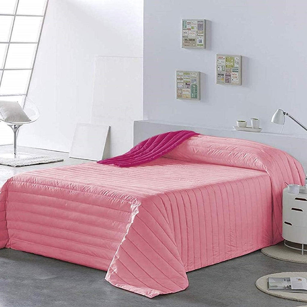 PETTI Artigiani Italiani - Cuvertură pentru pat single, cuvertură cu două fețe, cuvertură de primăvară, albastru miezul nopții, alb, 100% Made in Italy Plapumi si pilote Naty Shop Roz Dimensiune pat 100 (170 X260 Cm)