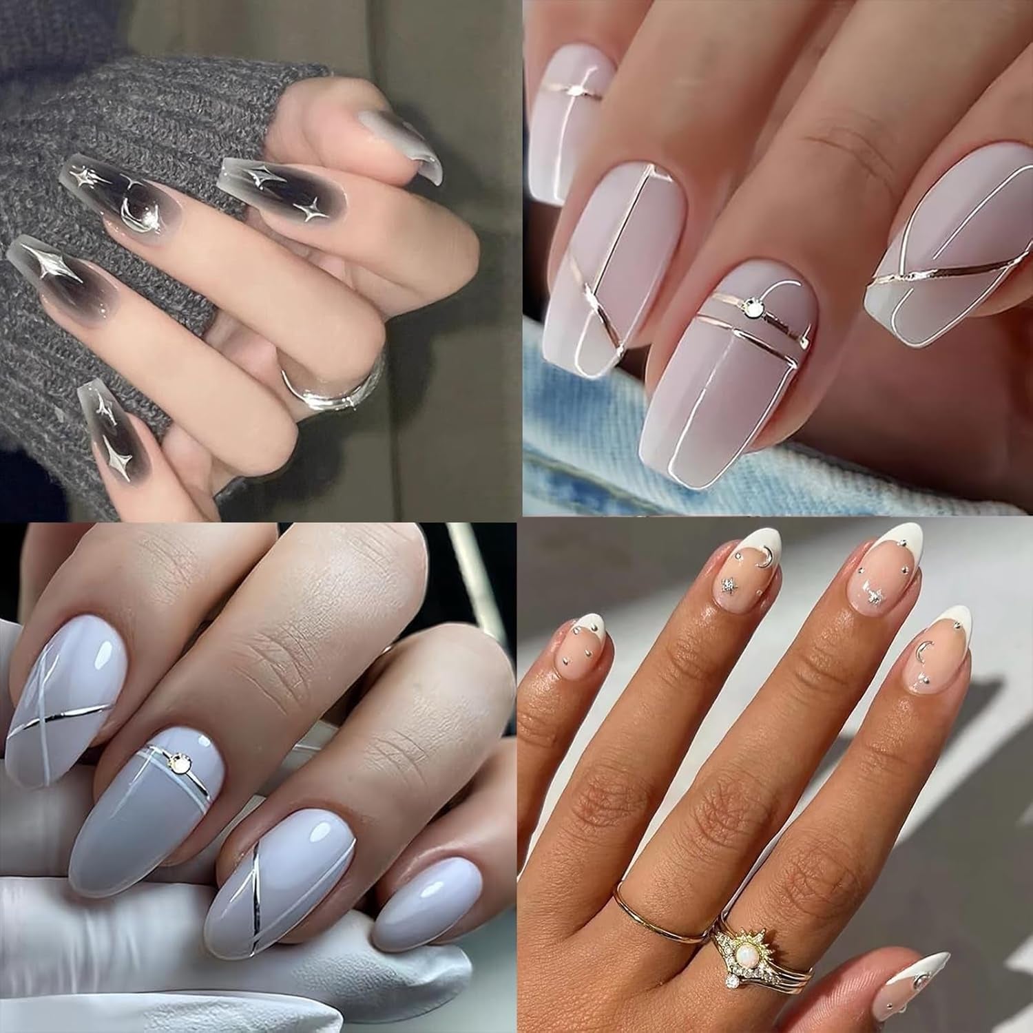 30 Blatt Aurora-Nagelkunst-Aufkleber, Selbstklebende 3D-Blumen-Nagelaufkleber, Aurora-Mond-Stern-Nagelaufkleber Für Nagelkunst, Blatt-Herz-Nageldesign Für Diy-Acrylnägel-Dekoration