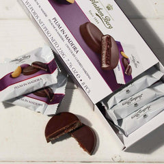 Śliwka na Maderze – 220g – Specjalność marcepanowa z owocami i alkoholem – 8 monet z ciemnej czekolady z galaretką śliwkową i winem Madera – Pomysł na prezent