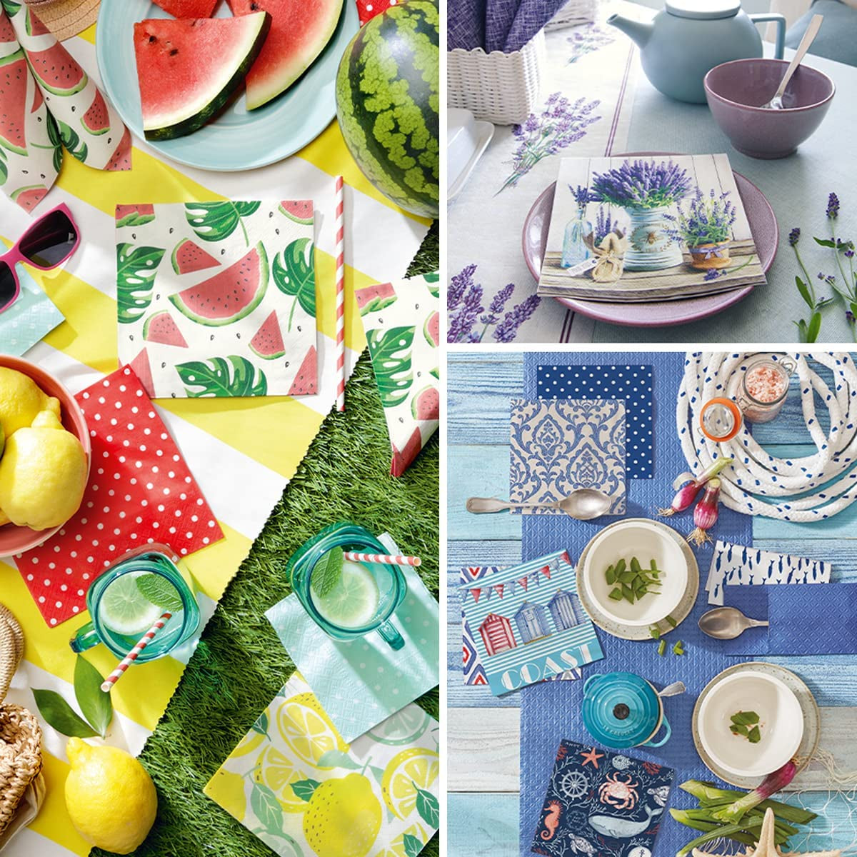 PAW - Șervețele 3 straturi (33 X 33 Cm) I 20 bucăți I Perfect pentru zile de naștere, petreceri, nunți, comuniuni și sărbători I Șervețele de hârtie colorate - flori elegante I Culoare: Peaceful Garden