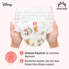 Marka Amazon: pieluchy Mama Bear Disney, rozmiar 5 (12-17 kg) - pudełko miesięczne, białe, 140 sztuk (2 opakowania po 70 sztuk)