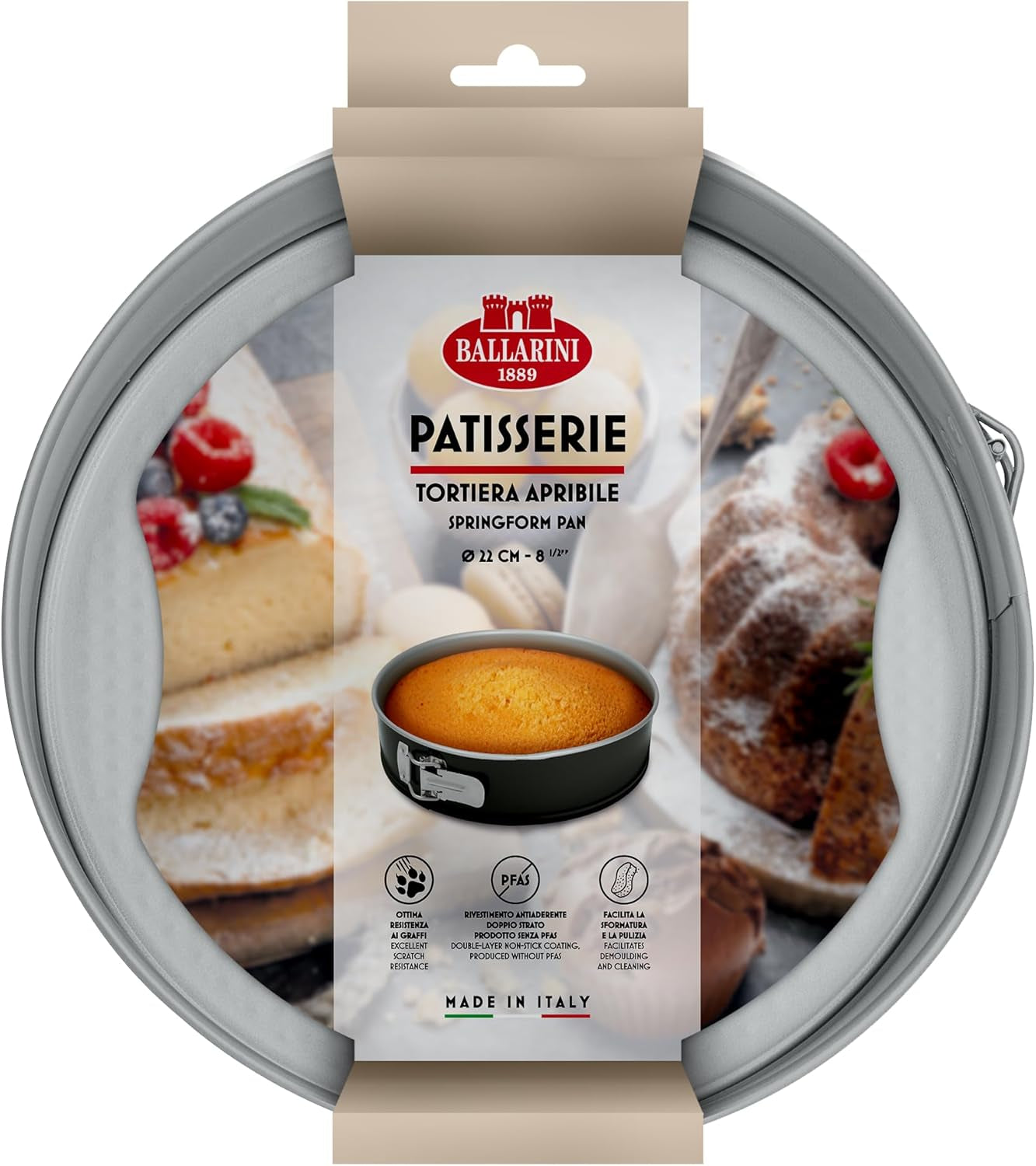 Ballarini, Blacha do pieczenia, różne modele Formy i blachy do pieczenia Naty Shop Szara Wiosenna forma do ciasta - 22 cm