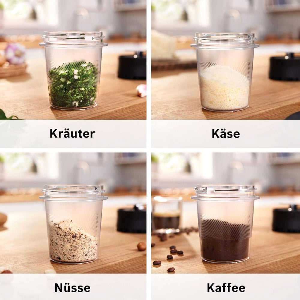 Mikser stojący Bosch Vitapower Serie 4 MMB6177S, Edelstahl-Klingen Made in Germany, 1,5 l Thermosafe Glasbehälter, 0,6 l To-Go-Flasche, Stopfer, Universalzerkleinerer, 30 000 U/Min, 1200 W, Silver Kitchen Naty Shop