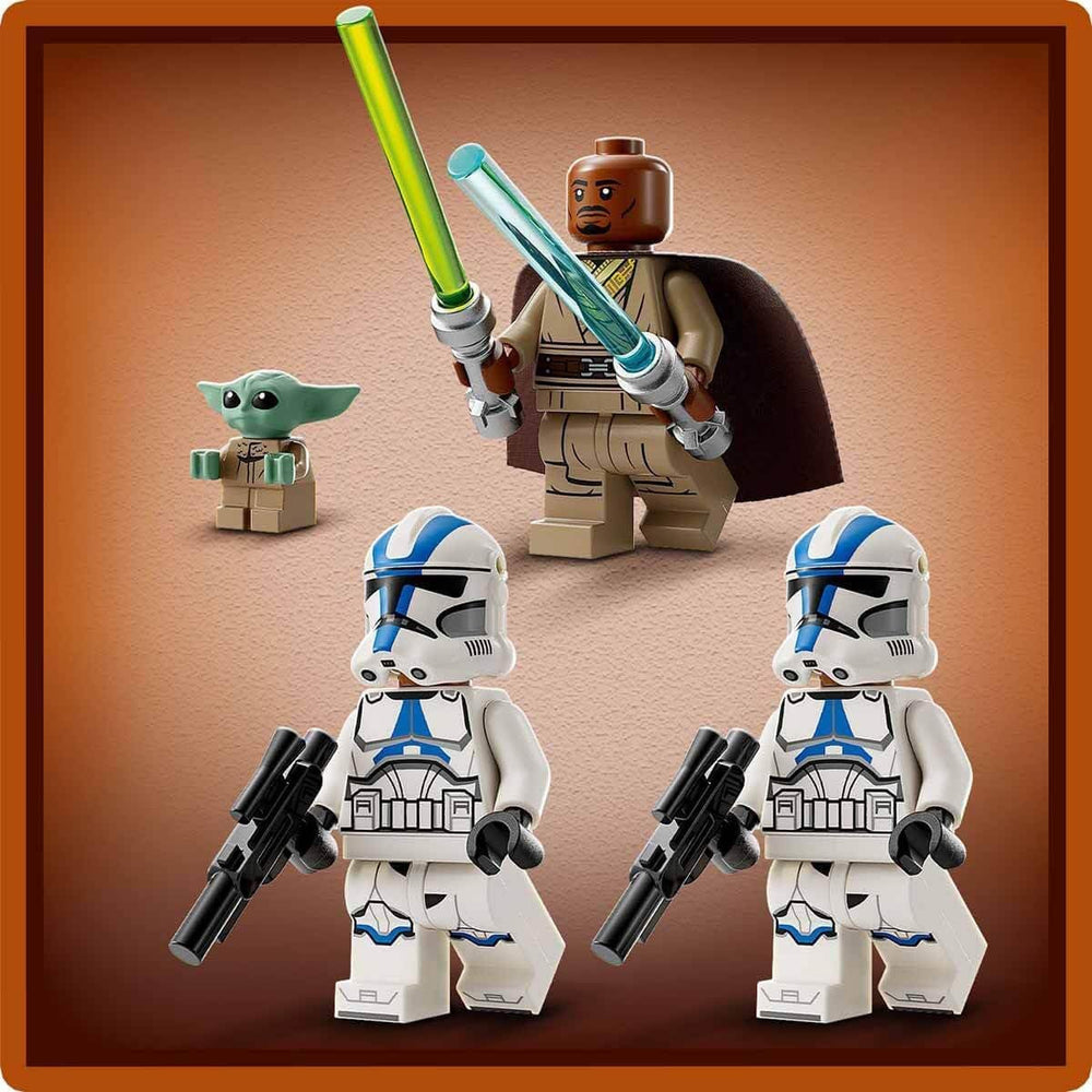 LEGO Star Wars Ucieczka ze ścigaczem BARC, zestaw Mandalorian, zabawkowy rower z wózkiem bocznym, figurki Kellerana Beqa i Grogu, prezent dla chłopców i dziewcząt od 8 lat 75378 Zestawy konstrukcyjne Beuche den LEGO-Store