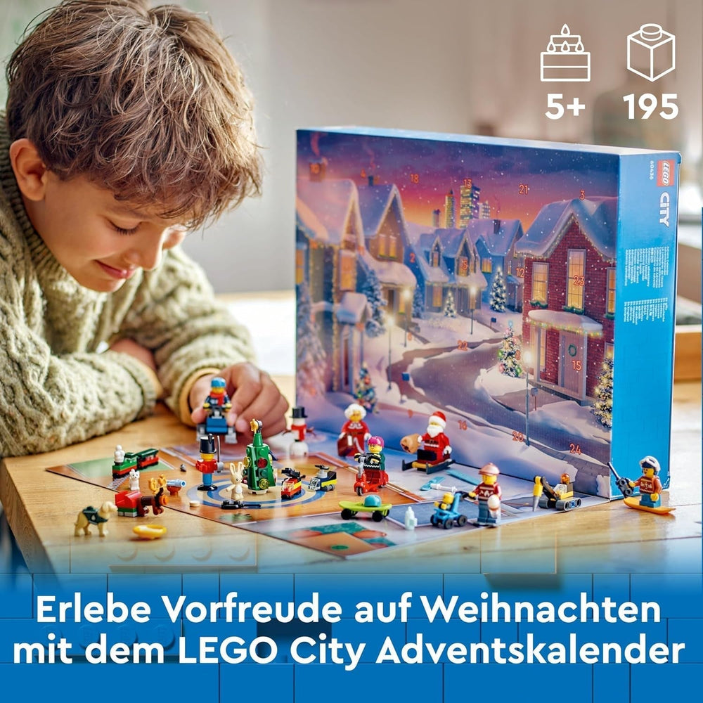 LEGO City Kalendarz adwentowy 2024, prezent adwentowy dla dzieci od 5 lat, 24 niespodzianki, minifigurki w świątecznych kombinezonach, Święty Mikołaj i Pani Święty Mikołaj, prezent na Boże Narodzenie 60436 Zestawy do budowania Besuche den LEGO-Store