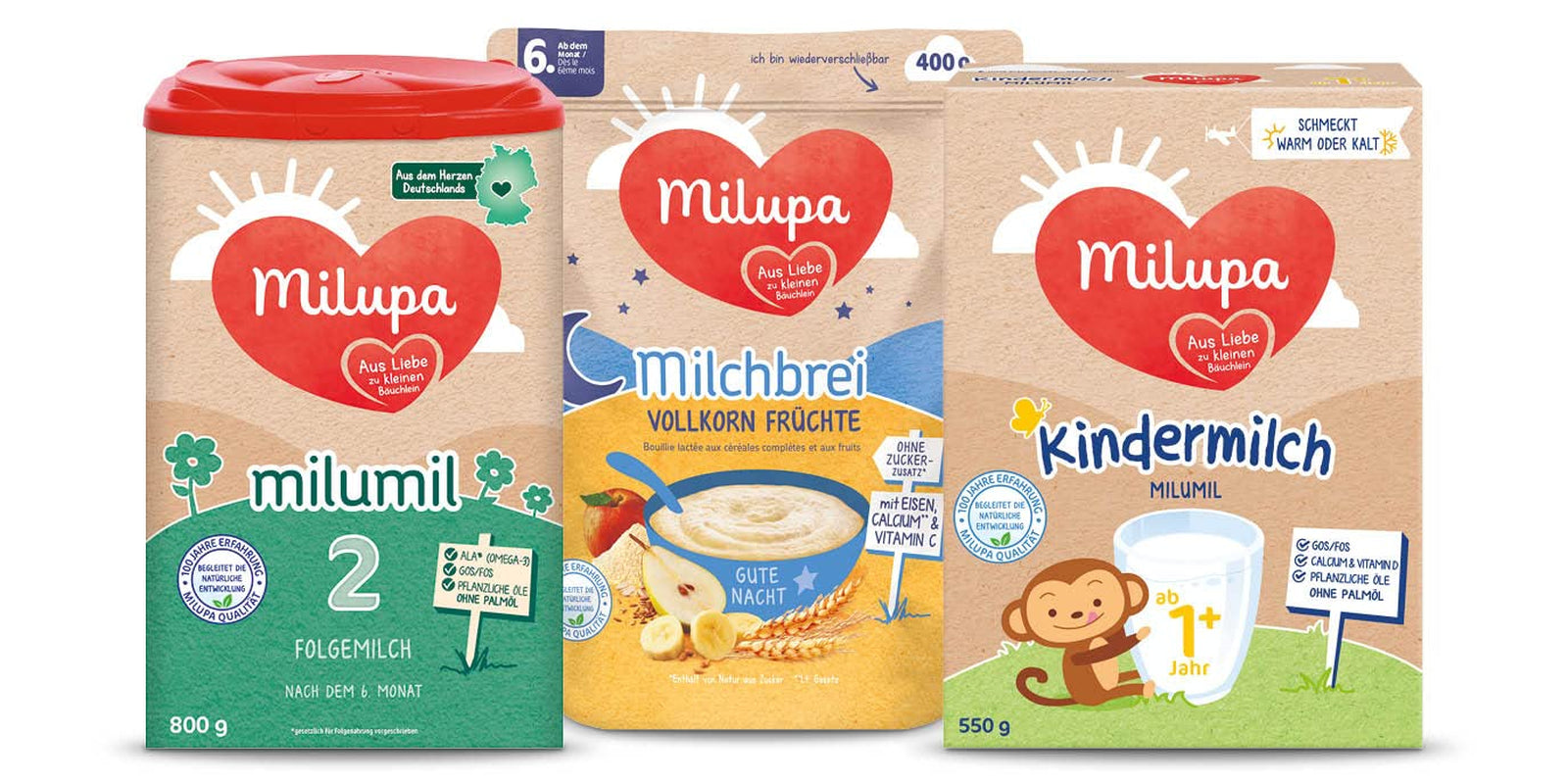 Milupa Kaszka Mleczna Pełnoziarniste Owoce - Owsianka dla dzieci bez oleju palmowego, od 6 miesiąca życia - 4 X 400 G (opakowanie 2 szt.) Matka i Dziecko Naty Shop