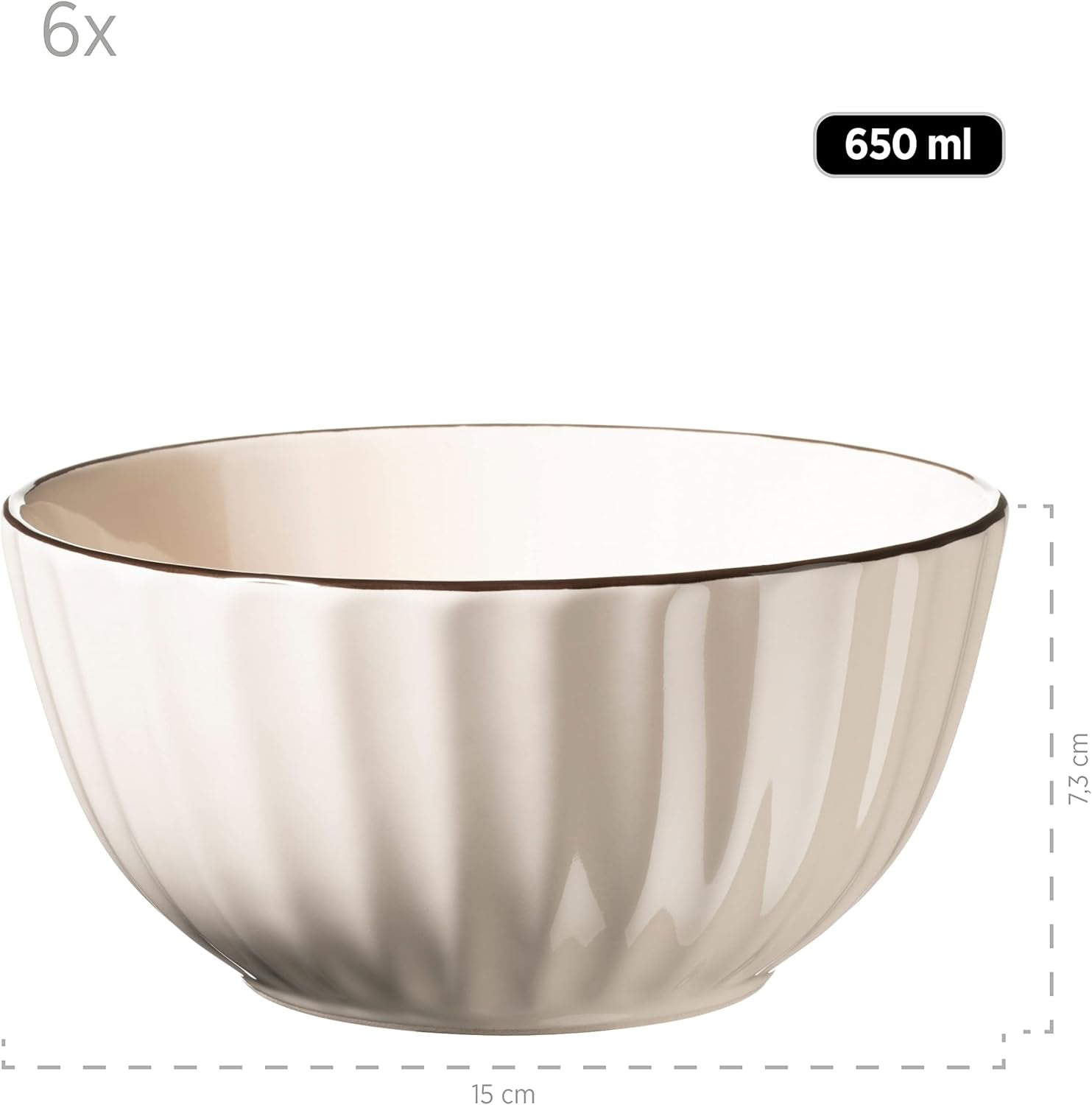 MÄSER 931967 Set de veselă Osita Retro Series pentru 6 persoane în formă de val, set de veselă rotundă cu 18 piese, farfurii de cină, farfurii de desert și boluri pentru cereale, ceramică, alb crem