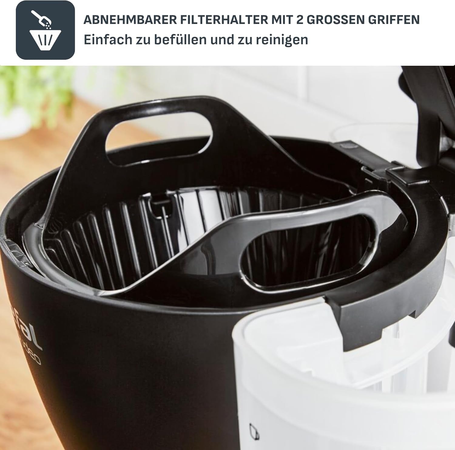 Espressor cu filtru Tefal Includeo, espressor extrem de ușor de utilizat, potrivit pentru dreptaci și stângaci, deschidere automată a capacului, 1,25 l, 10 până la 15 cești, CM533811