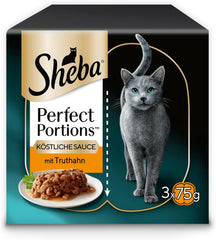 Sos SHEBA Perfect PORTIONS pentru pisici cu curcan 8 x 3 x (2 x 375g)