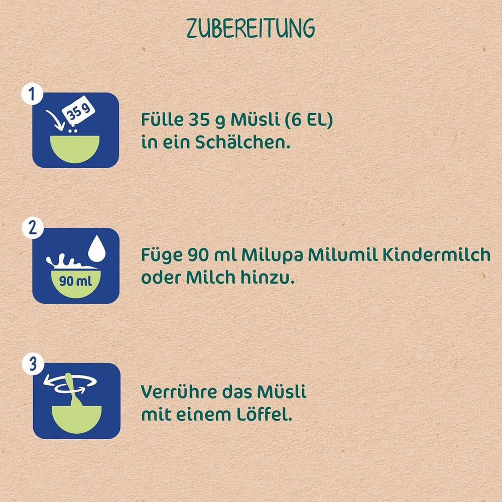 Milupa copii muesli fructe fine - cereale mic dejun muesli de la 1 la 3 ani, fara adaos de zahar, 4 x 400g Mama si Copilul Naty Shop