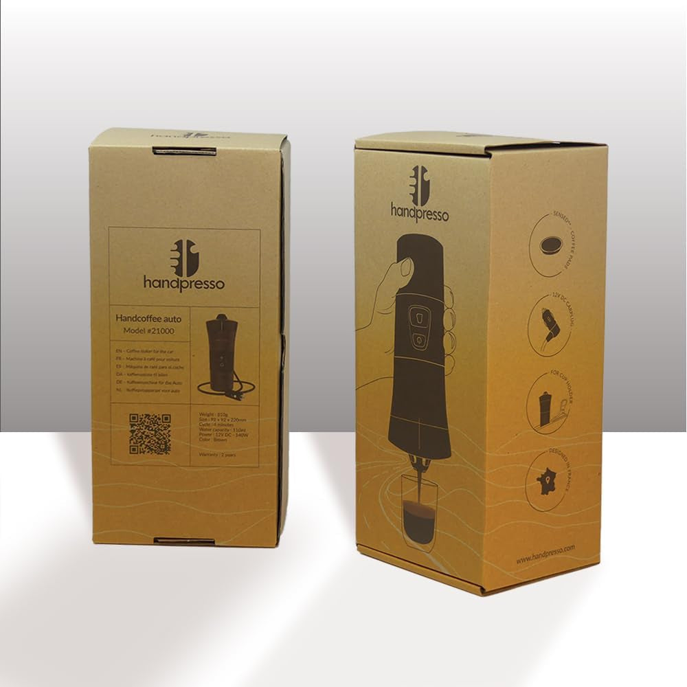 Handpresso - Handcoffee Auto 21000 | Espressor auto de 12V - Espressor de 12 volți pentru mașini | Espressor Senseo Pad pentru mașini - Espressor de călătorie de 12V | Espressor de 12 volți pentru autorulote