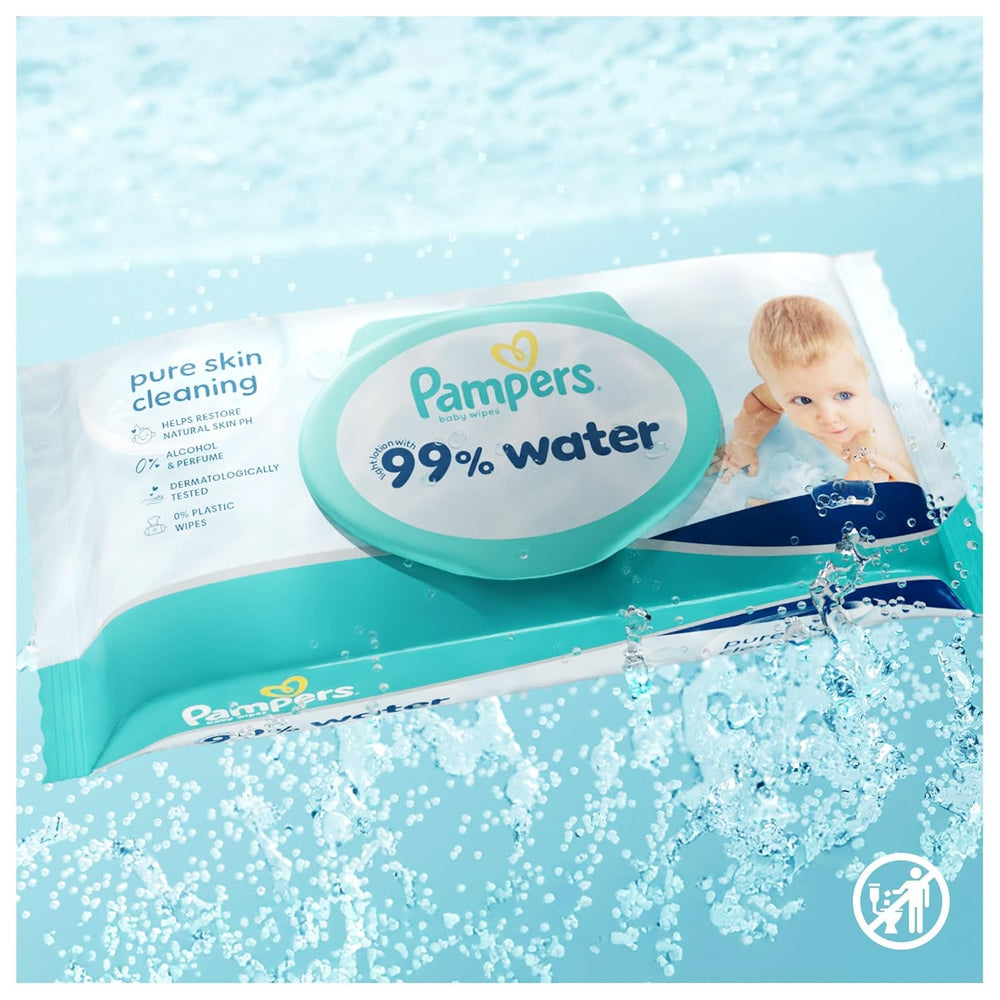 Chusteczki dla niemowląt Pampers 99% Water, 12 opakowań po 60 chusteczek = 720 chusteczek dla niemowląt, lekki balsam 99% wody