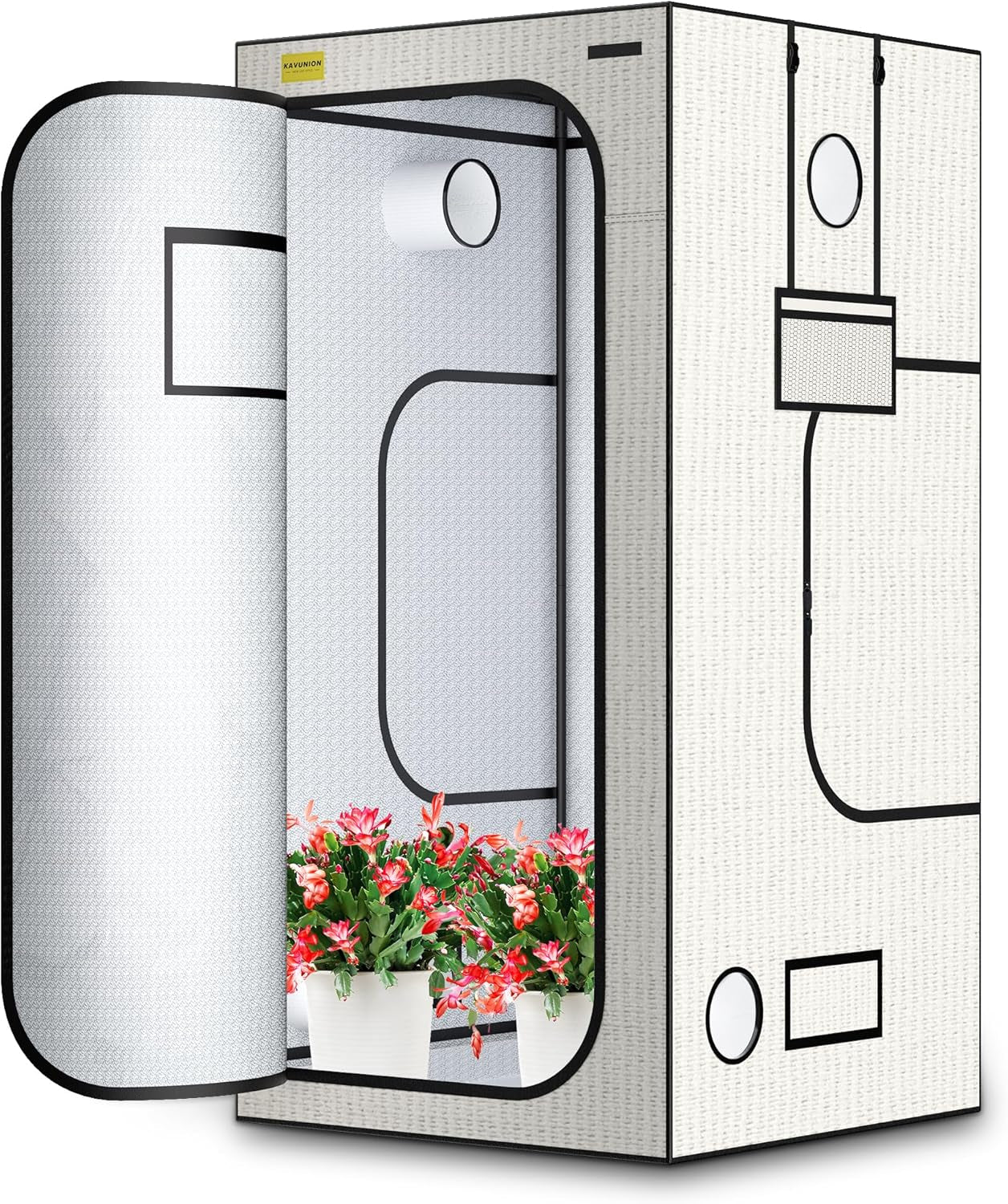 Namiot do uprawy 60x60x180 cm, materiał Oxford 600D z poliestrową folią odblaskową, stalowe rurki 22 mm, otwory wentylacyjne i okna widokowe, namioty do uprawy do hydroponiki, szklarni i ogrodów wewnętrznych