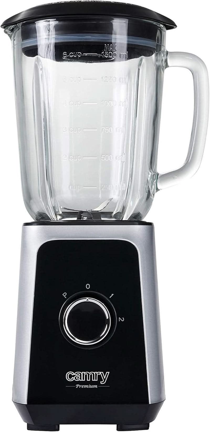 CR 4077 Mikser stojący Mit 1,5L Glasbehälter, Smoothie Maker, Hochleistungsmixer, Mahlung, Eis-Zerkleinerung, Pulsfunktion, Edelstahlklingen, 2 Geschwindigkeiten, 1000W, Schwarz/Silber Kitchen Naty Shop