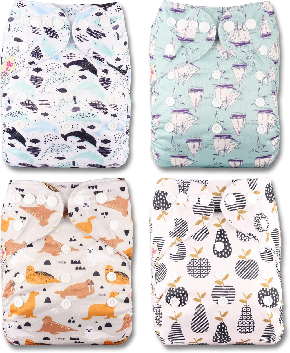 Littles and Bloomz FLP2-0406 Standardowa pieluszka wielokrotnego użytku z klipsem, 4 pieluszki