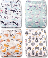 Littles and Bloomz FLP2-0406 Standardowa pieluszka wielokrotnego użytku z klipsem, 4 pieluszki