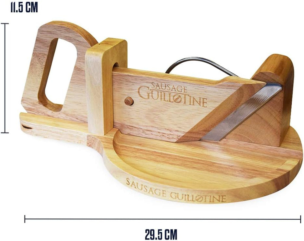 Tăietor de cârnați tradițional - Ghilotină de cârnați - 30 X 19 X 12 Cm - Lemn masiv Rasnite si Feliatoare Naty Shop