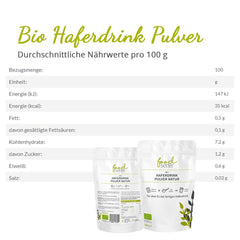 foodsetter Bio Haferdrink Pulver | Torba 500g | Haferpulver | Natychmiastowy Haferpulver | Jakość biologiczna | wegańskie | Bezglutenowe | Ohne Zuckerzusatz | 0,5 kg