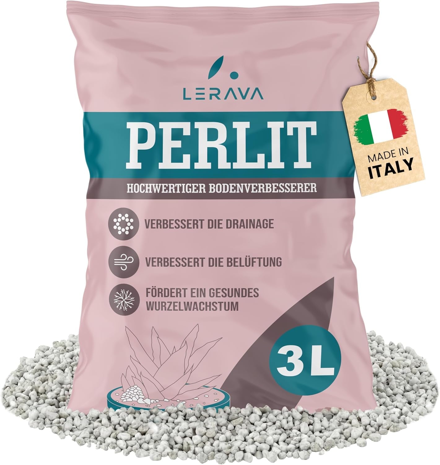 LERAVA® Perlit dla Roślin (5L) – Perlit gruboziarnisty do ulepszania gleby – Zapewnia optymalny drenaż i napowietrzanie – Naturalny dodatek do gleby i hydroponiki – Granulat dla roślin