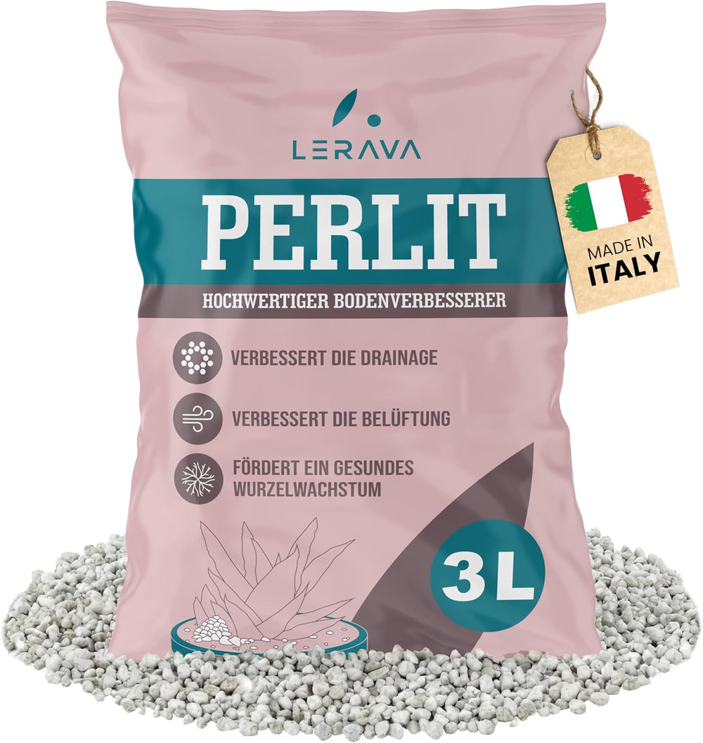 LERAVA® Perlit dla Roślin (5L) – Perlit gruboziarnisty do ulepszania gleby – Zapewnia optymalny drenaż i napowietrzanie – Naturalny dodatek do gleby i hydroponiki – Granulat dla roślin