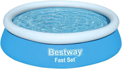Basen naziemny Bestway Fast Set bez pompy, Ø 183 x 51 cm, niebieski, okrągły, 940 litrów, materiał TriTech, do samodzielnego montażu, zawór bezpieczeństwa, w zestawie. łatka naprawcza