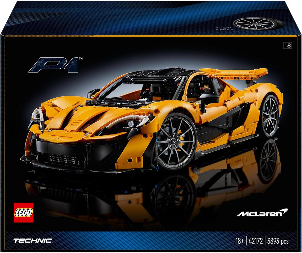LEGO Technic Mclaren P1 Super samochód sportowy Zestaw dla dorosłych Fani samochodów Prezent V8 Silnik tłokowy 7-biegowa skrzynia biegów Model samochodu w skali Zestaw samochodzików zabawkowych 42172 Zestawy do budowania Besuche den LEGO-Store