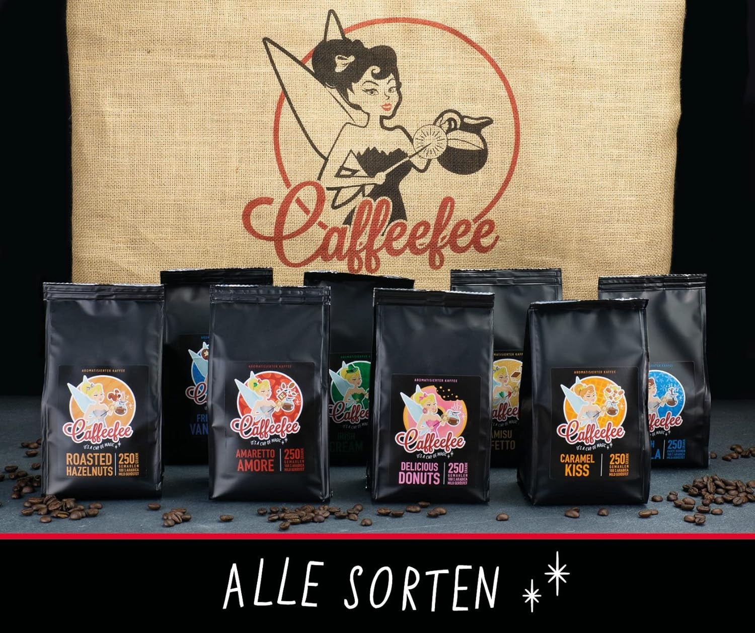 Caffeefee Belgian Waffles Bohnen, 250 g, aromatisierter Röstkaffee