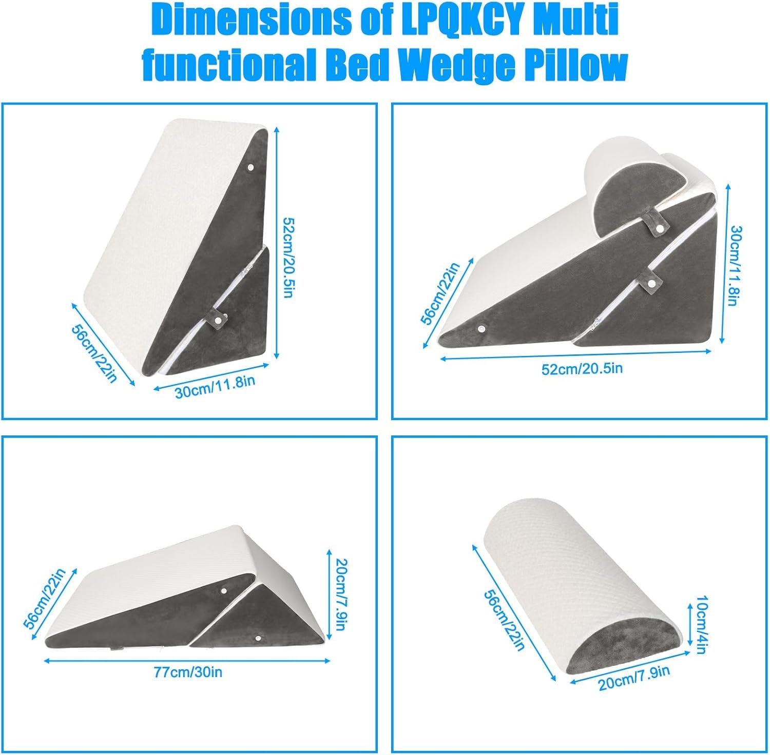 Pernă reglabilă cu pană pentru pat, pernă de citit pentru pat și canapea, pernă de reflux din spumă, pernă pentru spătar, pentru apnee în somn, citit, ridicare a somnului, pernă pentru picioare, dureri de spate, sforăit