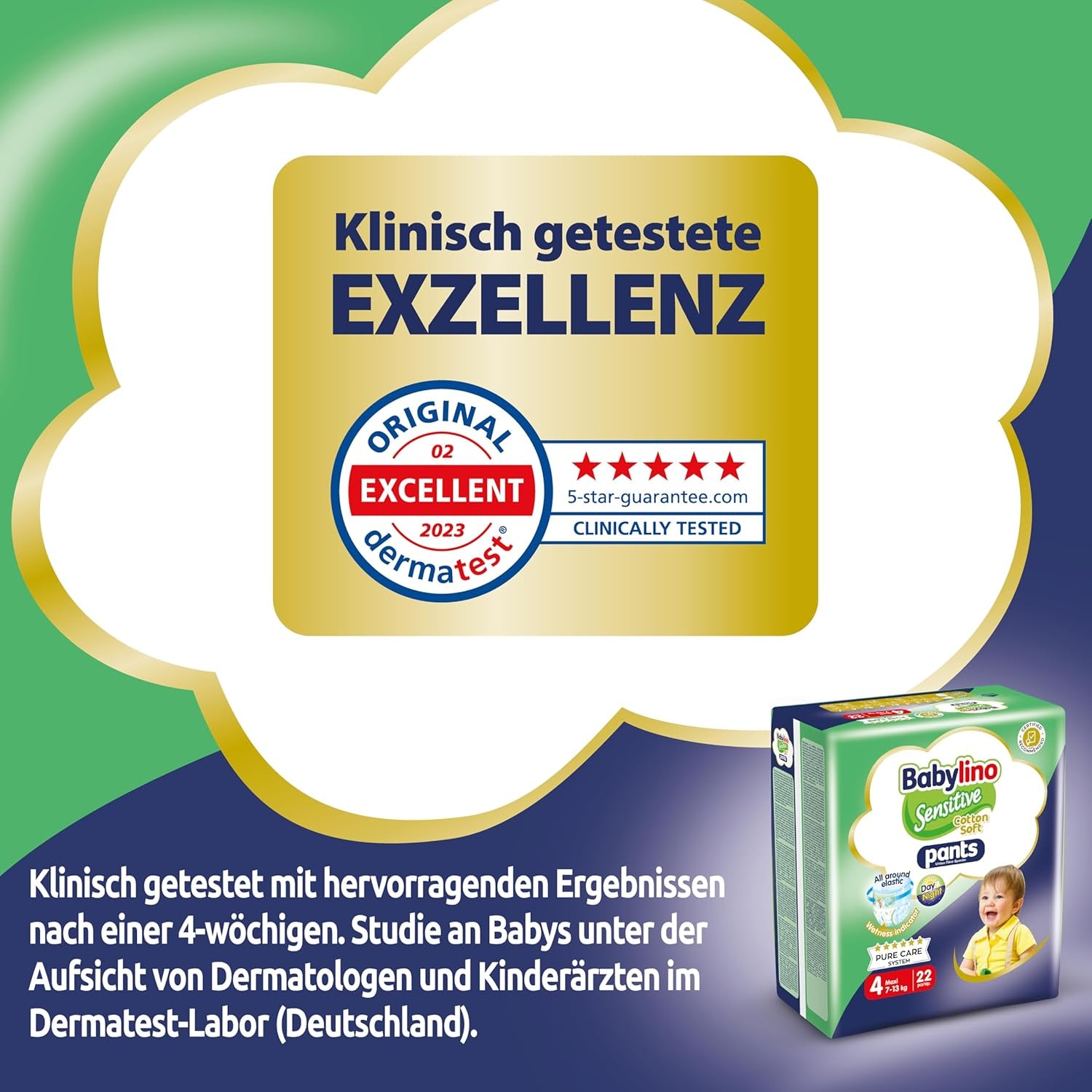 Pieluszki Sensitive Cotton Soft, rozm. 4, Spodnie Maxi (7-13 kg), 22 sztuki