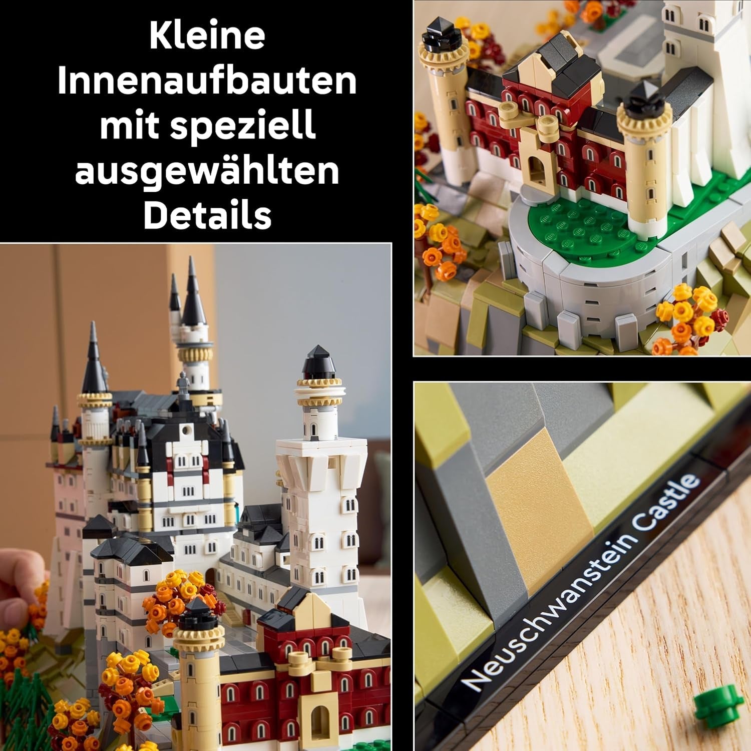 LEGO Architecture Schloss Neuschwanstein - 3D Puzzle für Erwachsene - Modellbau mit Türmen, Innenhöfen & detailliertem Innenraum - Historisches Geschenk für Fans - 21063