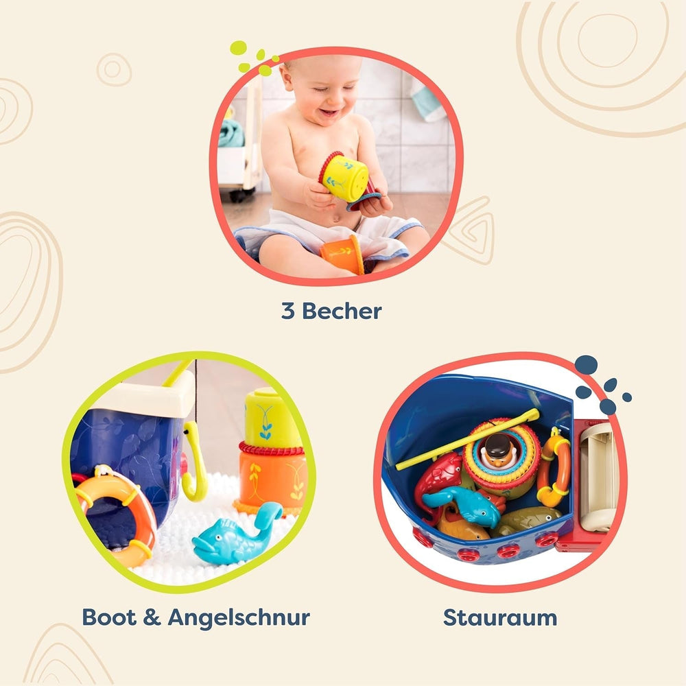 B. jucării 13 bucăți cadă jucărie pentru copii cu barcă, pahar de stivuire, pește, joc de pescuit jucărie pentru copii cadă de la 1 an Jucarii Bebe Naty Shop