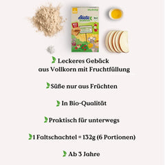 Alete Organiczne placki w plasterkach z pełnymi ziarnami i jabłkiem 6 x 22 g