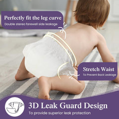 Pieluszki dziecięce Rozmiar 4 (10-15 kg), Ultra cienkie, miękkie i hipoalergiczne dla wrażliwej skóry, Ochrona przed wyciekami 3D, Wskaźnik wilgoci, 138 pieluszek Premium na dzień i na noc