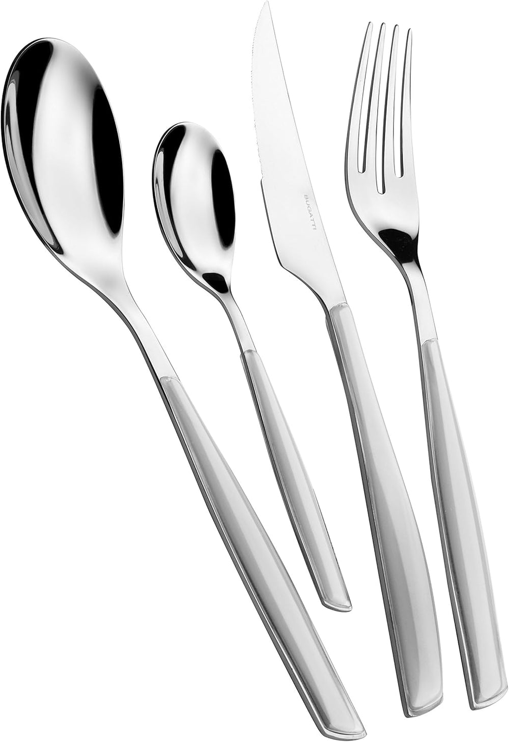 BUGATTI Glamour, Zestaw sztućców na 6 osób, 24 szt. Stal nierdzewna 18/10 Naty Shop Ash Grey