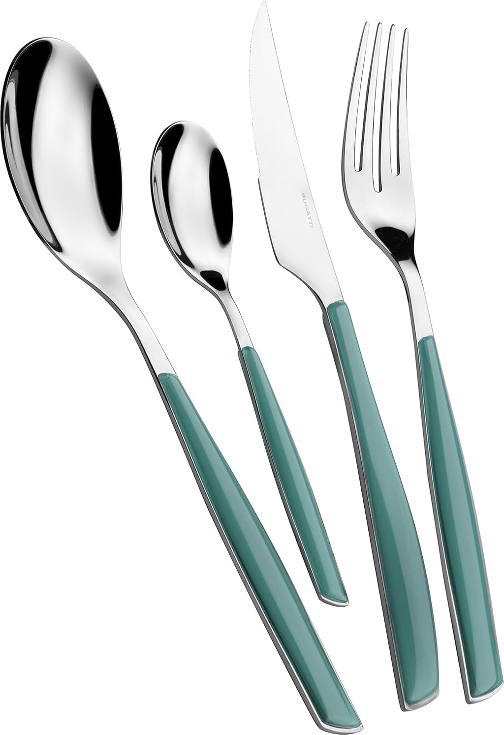 BUGATTI, Glamour, set de tacâmuri pentru 6 persoane, 24 piese din oțel inoxidabil 18/10 Naty Shop Verde celadon