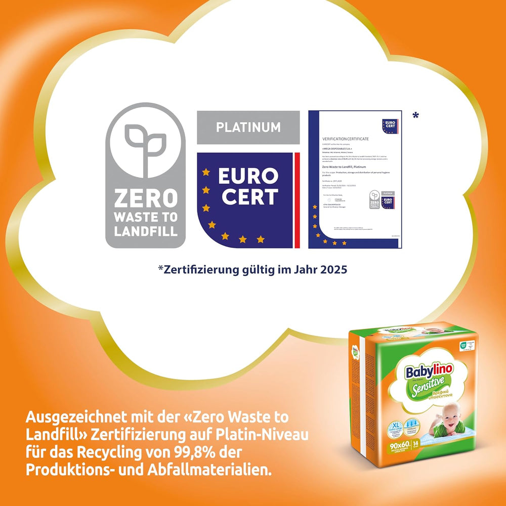 Chusteczki nawilżane wrażliwe, 90 x 60 cm, wyjątkowo chłonne, 14 sztuk