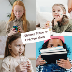 72 bucăți unghii pentru copii, pre-lipite, acoperire completă, sclipici, gradient de culoare, fundă, unghii artificiale scurte, cadou minunat pentru copii și fete, artă pentru unghii - sclipici curcubeu