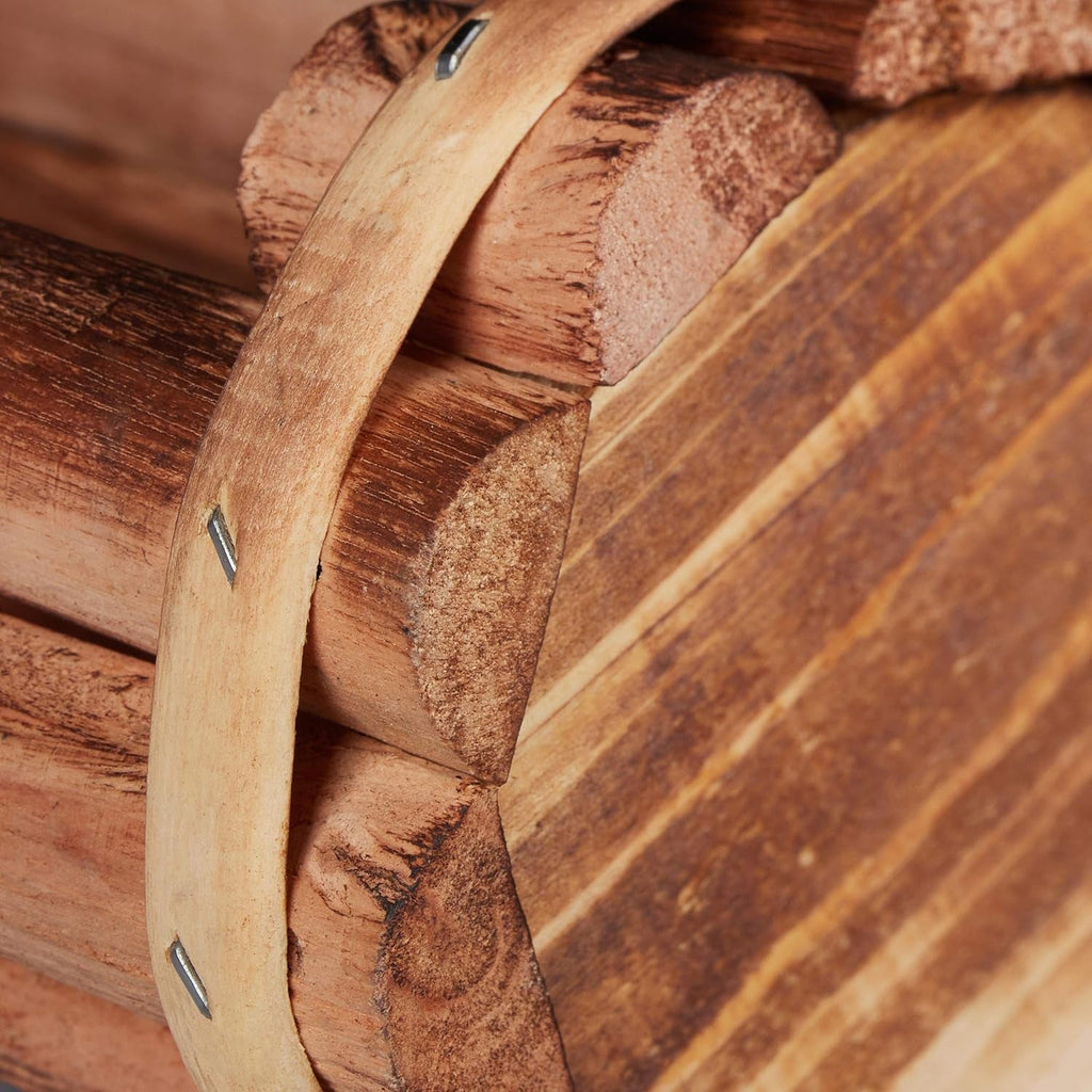 Ghiveci Relaxdays, lemn flambat, 2 piese, decorațiune de grădină, jumătate de butoi pentru flori, design vintage, ÎL: 11x20x9 cm, natural