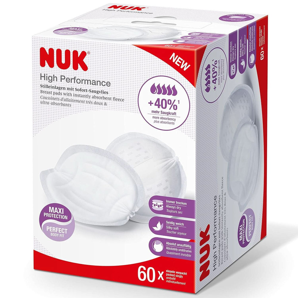 NUK High-Performance Einweg-Stilleinlagen Mit Sofort-Saugvlies | Einlagen Zum Stillen | Opakowanie zbiorcze | +40% większa moc ssania | 60 Stück Żywność dla niemowląt i akcesoria do karmienia piersią Naty Shop
