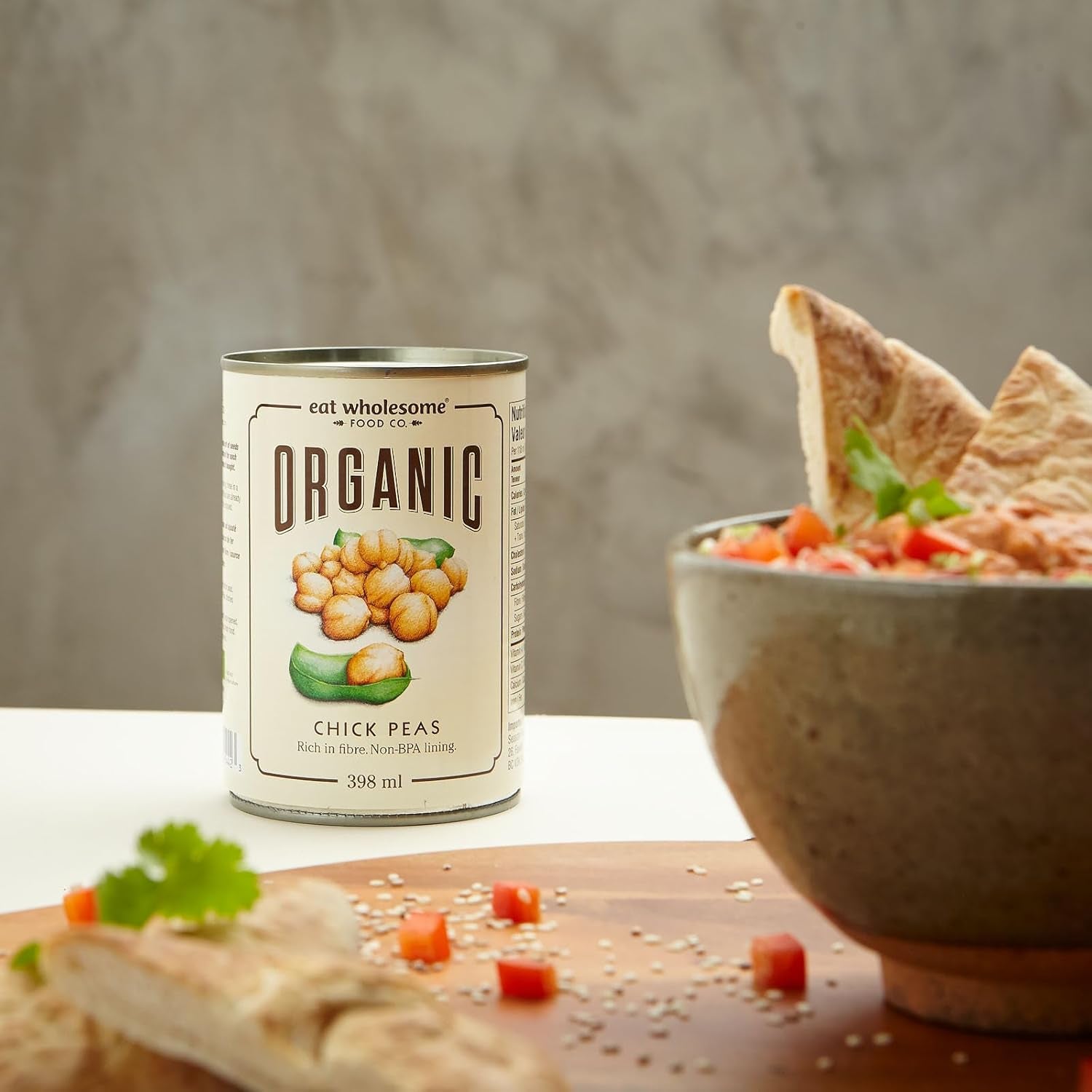 Jedz pełnowartościową organiczną ciecierzycę, 400 g (opakowanie 12 sztuk) - gotowana w wodzie, bez dodatku soli, 100% naturalna, źródło białka, wegańska, wyściółka niezawierająca BPA i opakowanie neutralne pod względem emisji CO2