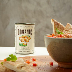 Jedz pełnowartościową organiczną ciecierzycę, 400 g (opakowanie 12 sztuk) - gotowana w wodzie, bez dodatku soli, 100% naturalna, źródło białka, wegańska, wyściółka niezawierająca BPA i opakowanie neutralne pod względem emisji CO2