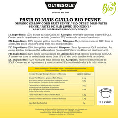 Pasta di Mais Giallo Biologica Italiana Gluten Free, Formato Penne - makaron bezglutenowy, 100% farina di mais giallo bio, wegański, konfezione da 3 pacchi da 350 g